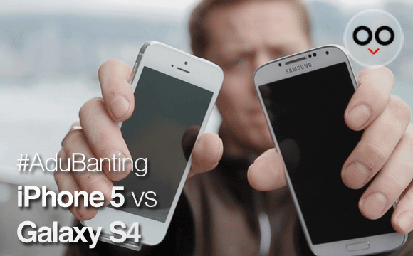 adu banting iPhone 5 vs Galaxy S4