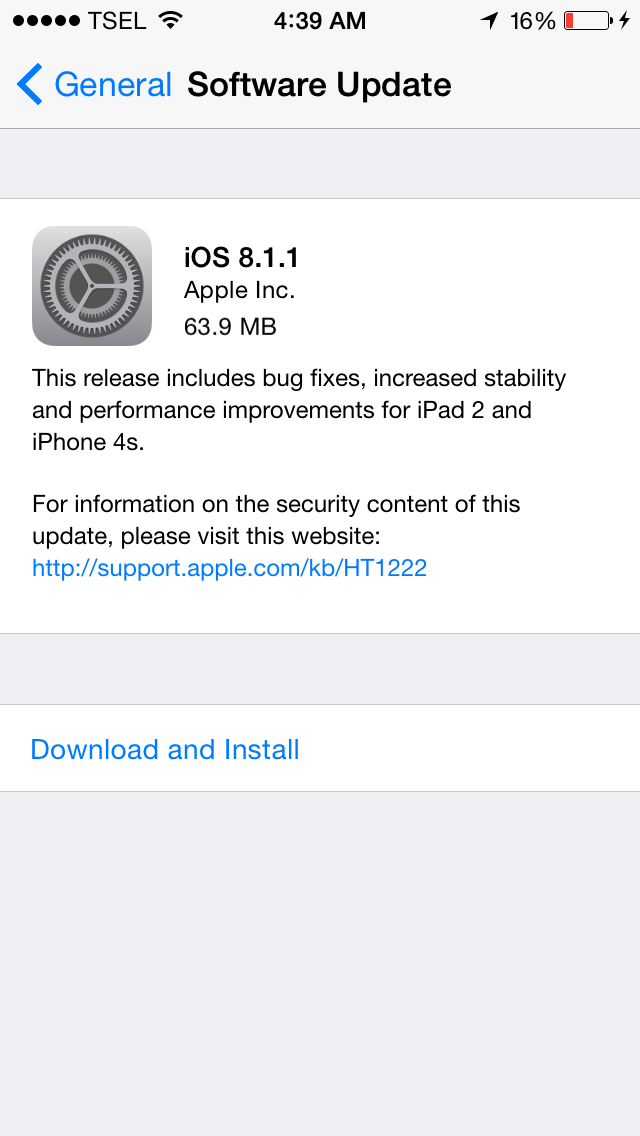 iOS 8.1.1 di iPhone 5s